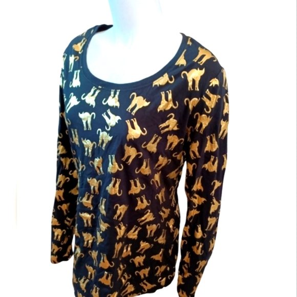 No Boundaries Other - 💐💐No Boundaries Long Sleeve Black With Gold Cats Top. XL Youth.